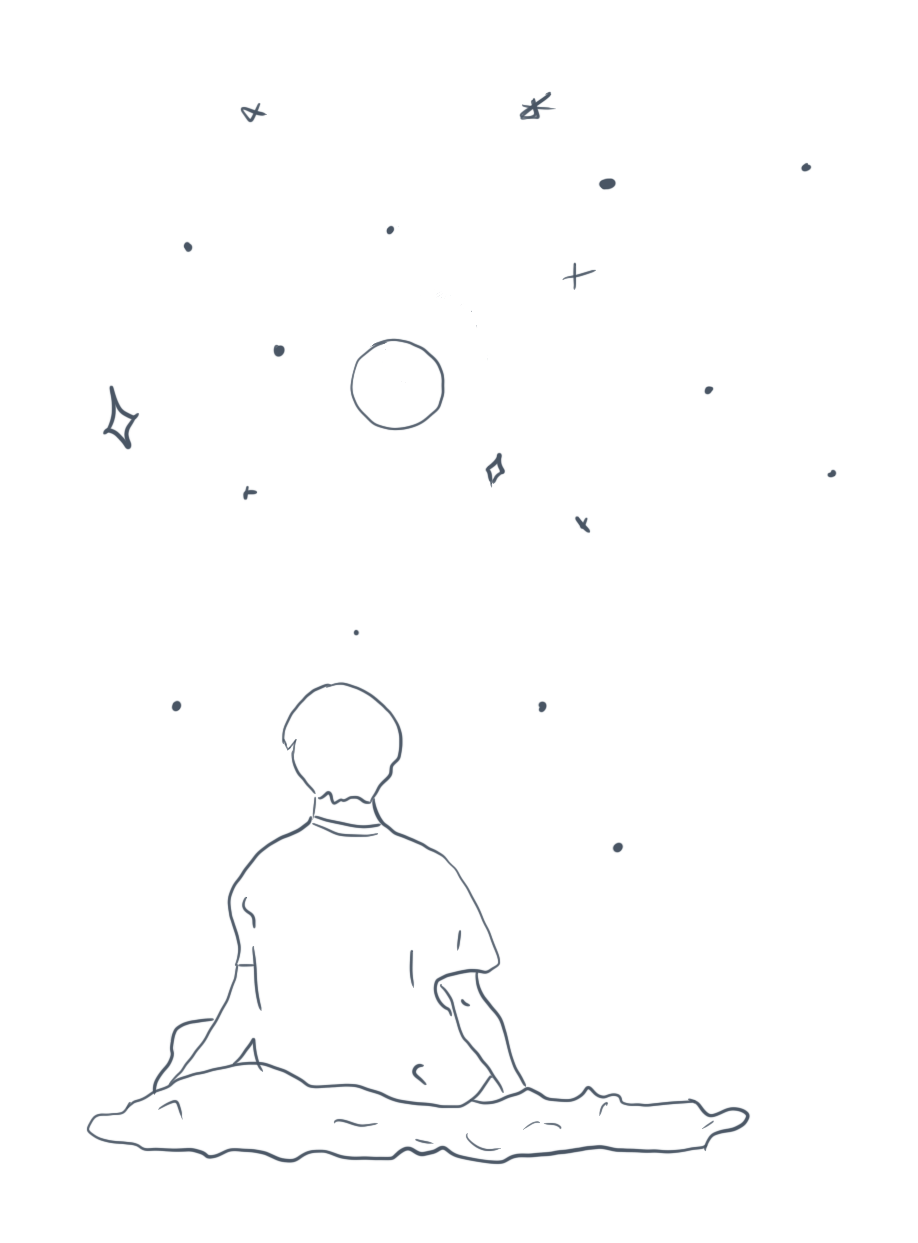 Person stargazing illustration